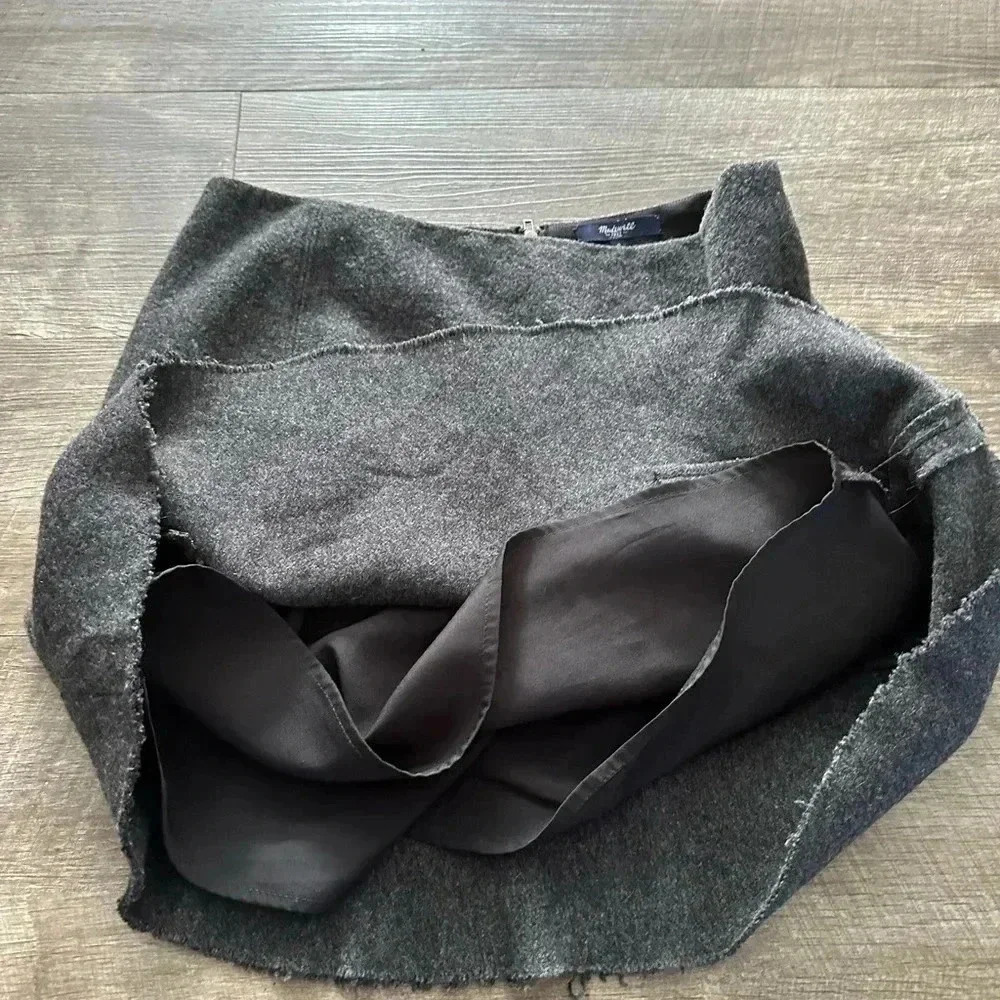 Madewell Size 2 Atelier Skirt Gray Wool Blend High Waist Pleated A Line Flare - Picture 6 of 8